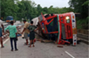 Gas tanker overturns near Shirady; driver seriously injured